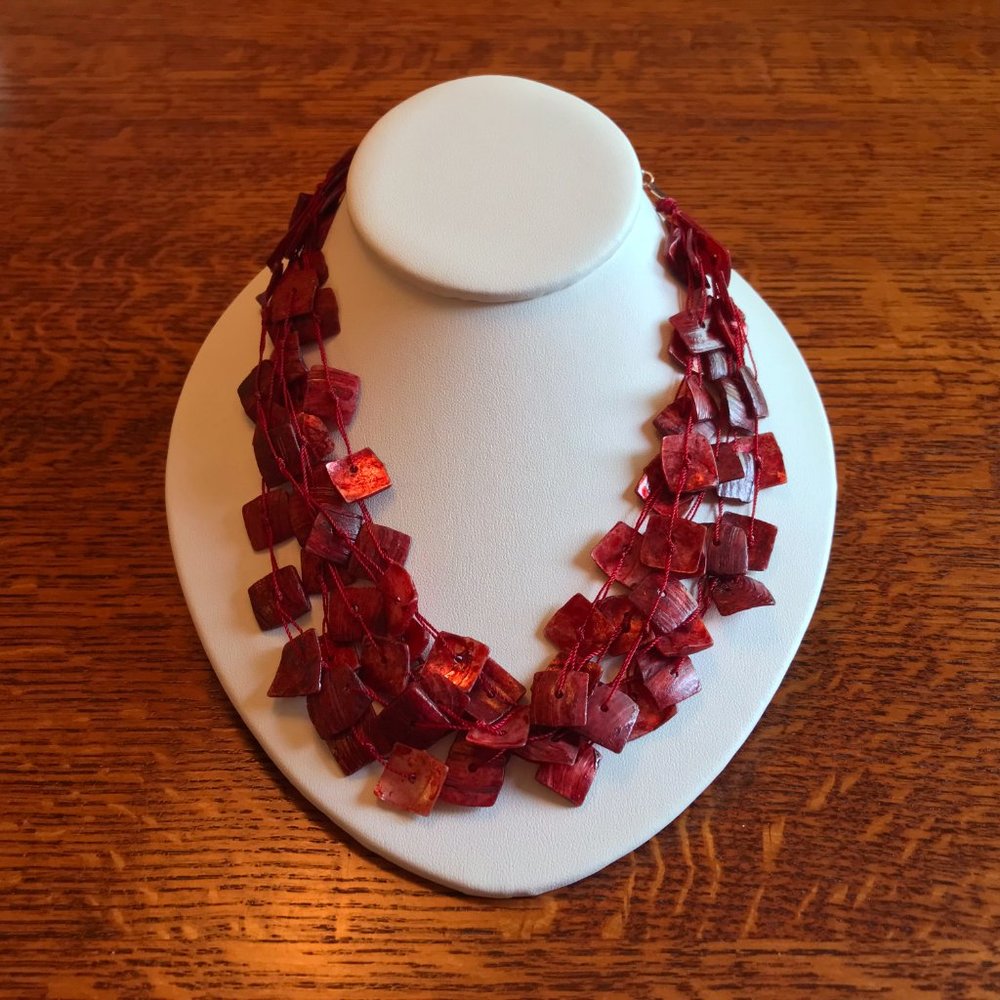 Red Shell Statement Necklace - Fair Trade